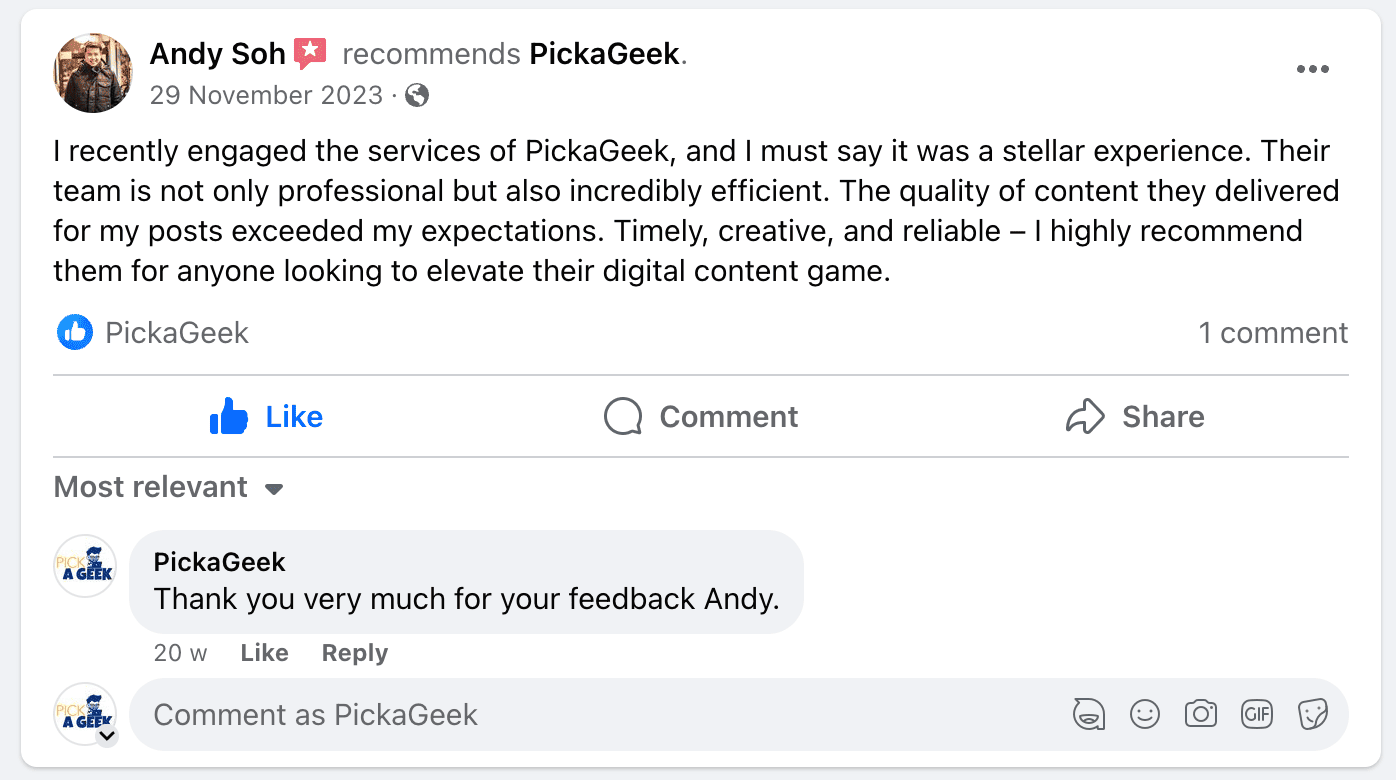 Andy Soh - PickaGeek