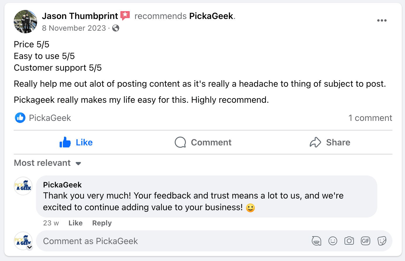 Jason Thumbprint - PickaGeek